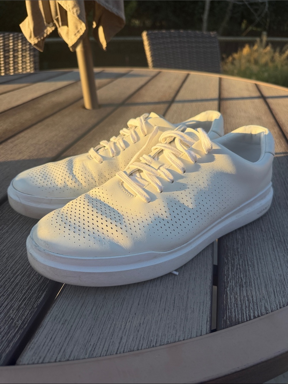 Mens Cole Haan GrandPro Rally Grand SeriesWhite Perforated Lace-Up Sneakers 11.5
